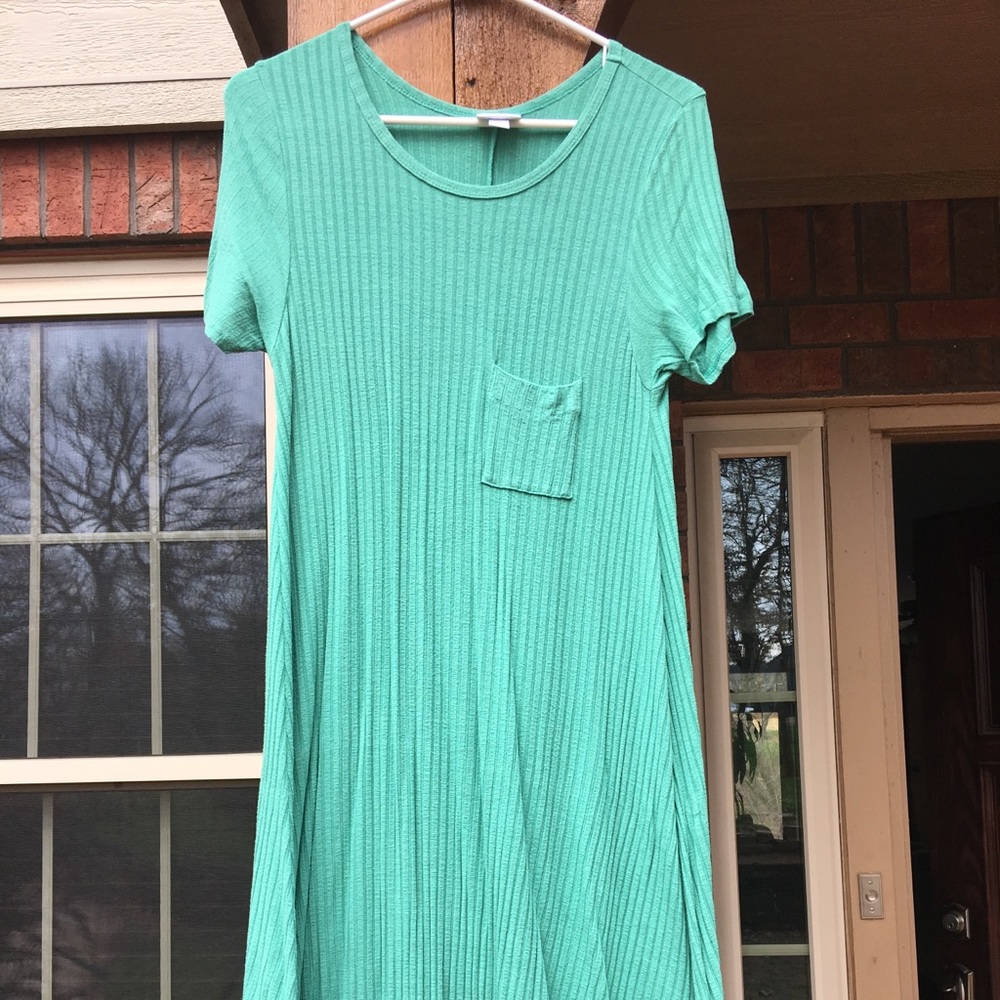 LuLaRoe Carly green ribbed material